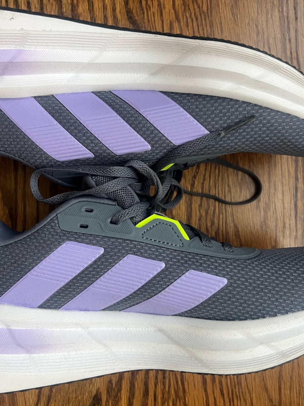 adidas Grey Athletic Shoes with Lavender Stripes - worn once! - Picture 2 of 7